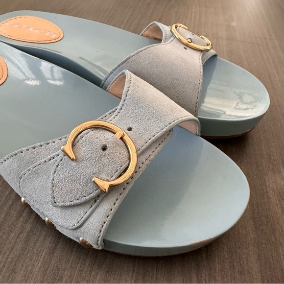 Coach bleeker suede slide sandals light blue size 8 - Picture 7 of 13
